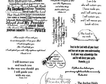 Scriptures Rubber Stamp Sheet 8 1/2 x 11, Christian, Religious, Crazy Mountain Stamps #CM3