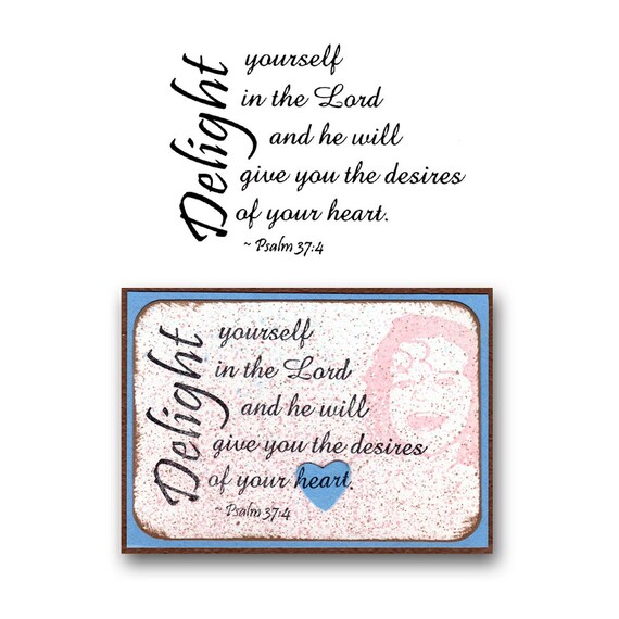 Deléitate en el sello de goma sin montar, versículo bíblico