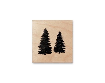 Tiny Pines Silhouette Mounted Rubber Stamp - Christmas pine trees, holiday, nature, scene building, winter, camping #24