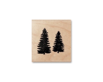 Tiny Pines Silhouette Mounted Rubber Stamp - Christmas pine trees, holiday, nature, scene building, winter, camping #24