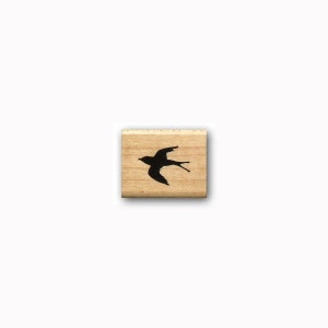 tiny flying Bird silhouette Mounted rubber stamp, whimsy, Sweet Grass Stamps #23