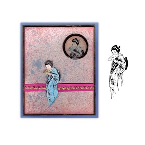 Carimbo de borracha Coy Geisha UNMOUNTED, senhora japonesa, artista, artista performática, geiko, artesã, mulher, #12