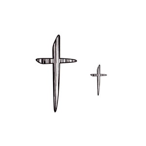 Timbro in gomma con croce in legno - 2 misure - Christian #16