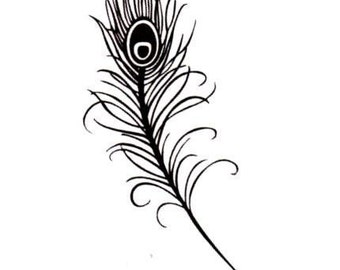 lg. Peacock Feather unmounted rubber stamp wedding, bridal, fantasy, bird, Sweet Grass Stamps No.8