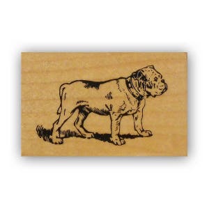 Bulldog inglés de pie, sello de goma montado, mascota militar de los marines, sellos Crazy Mountain n.° 4 del Cuerpo de Marines de EE. UU.