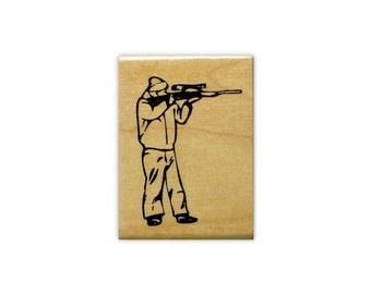 SHOOTER Standing - Hunting / Shooting mounted rubber stamp - rifle, gun, deer season, masculine, man, Father's Day - Sweet Grass Stamps #14