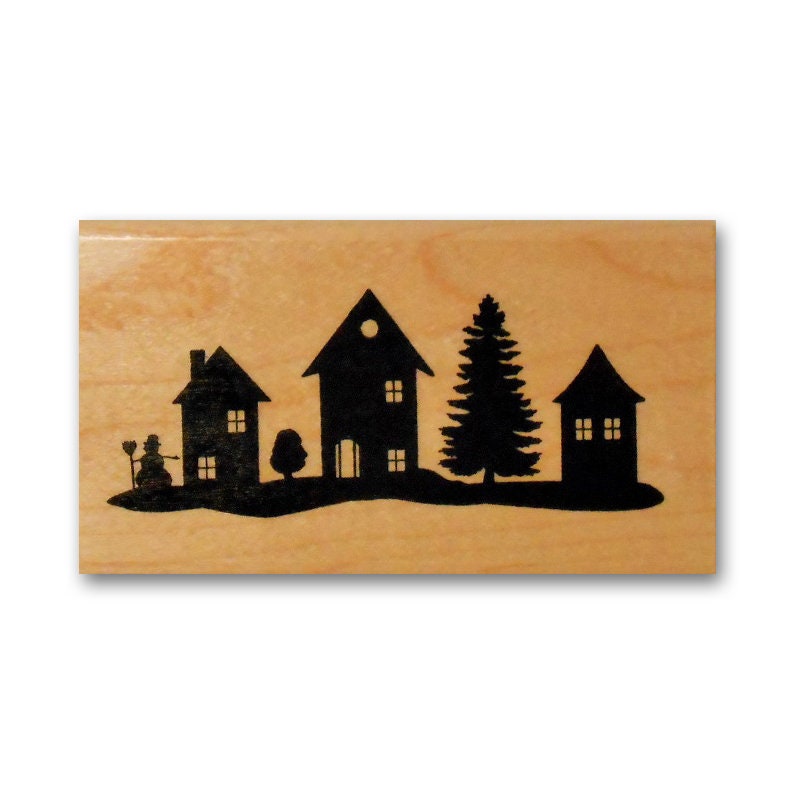 Winterhäuser Silhouette Stempel Weihnachtsdorf 24 | Etsy
