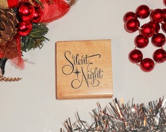 Silent Night Mounted Rubber Stamp - Religious Christmas Carol #26