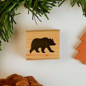 Grizzly Bear Silhouette Mounted Rubber Stamp - Wilderness Adventure - Camping - Wildlife, Hiking, Backpacking - Sweet Grass Stamps #25