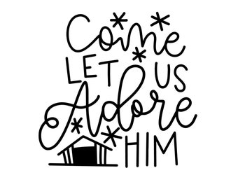 Come Let us Adore Him Unmounted Rubber Stamp - Religious Christmas Carol #26