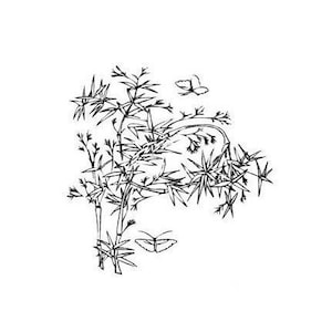 Bamboo with Butterflies UNMOUNTED rubber stamp, oriental, Asian, Japanese, Chinese, nature, #12