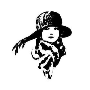 grande Donna con sciarpa e cappello in stile flapper timbro di gomma NON MONTATO #2