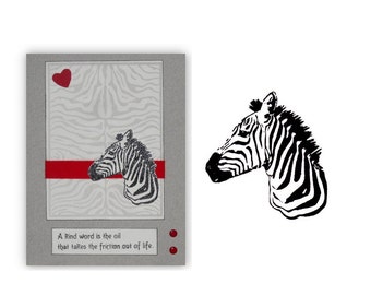 ZEBRA Bust Africa unmounted rubber stamp, wild animal, African expedition, safari, Serengeti, Sweet Grass Stamps No.17