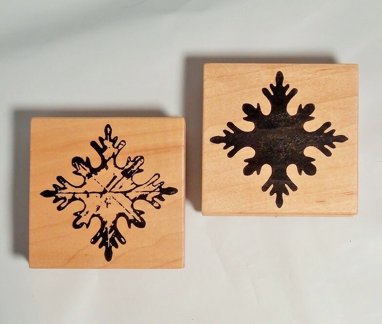 Lot of 6 Stampin Up! Winter Snowflake Wood Mounted Rubber Stamps
