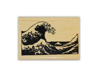 The Great Wave off Kanagawa Mounted Rubber Stamp, Japanese, Hokusai, Mt Fuji, Sweet Grass Stamps #12