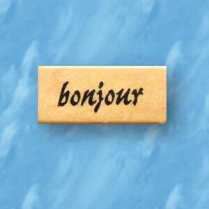 bonjour Sello de goma montado, hola francés, saludo No.21