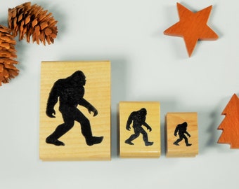 Bigfoot Silhouette Mounted Rubber Stamp - 3 Sizes, You Choose - Sasquatch, Yeti - Wilderness Adventure - Camping, Wildlife