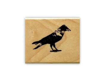CROW mounted bird rubber stamp #15