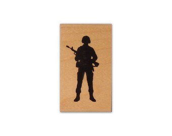 Soldier Silhouette mounted rubber stamp, military, army, troops, Veteran's Day, Crazy Mountain Stamps No.14