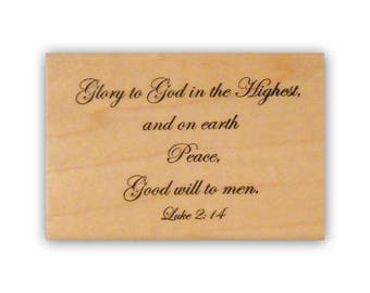 Glory to God Mounted Rubber Stamp - Religious Christmas - Luke 2:14 bible verse, nativity scripture, Crazy Mountain Stamps #7