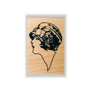 Sello de goma montado en el perfil de dama - 2 tamaños - Mujer, Flapper, Vintage Art Deco Style Fashion # 2