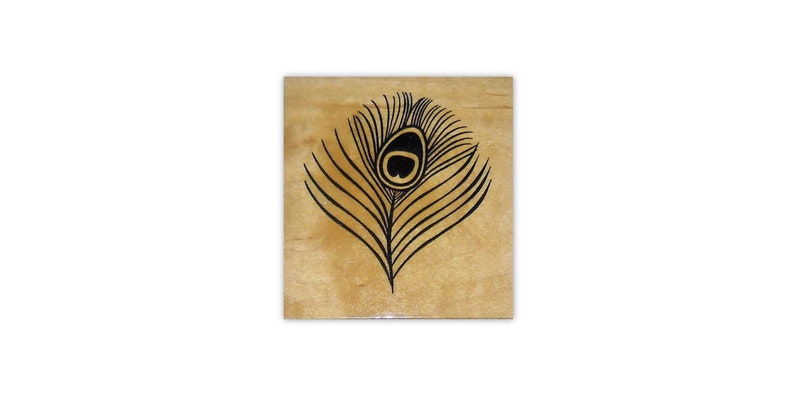 bridal shower Peacock Eye Feather lg Mounted rubber stamp fantasy wedding #20