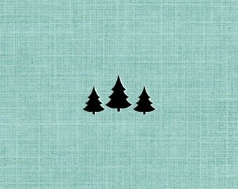 cute tiny Pine Trees UNMOUNTED Rubber Stamp - Christmas, Forest, Wilderness, Woodland, Camping, Hiking, Outdoor Adventure, Scenery #25