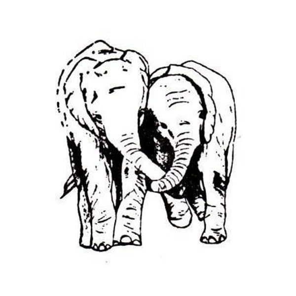 sm. ELEPHANT FRIENDS unmounted rubber stamp Africa animal, wildlife African Safari, Sweet Grass Stamps No.17