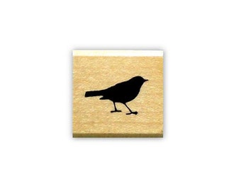 tiny Bird Silhouette mounted rubber stamp, bird journal stamp, mail art, gift tag stamp, Sweet Grass Stamps No.9