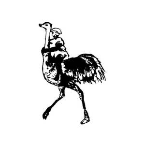 Ostrich Jockey African mounted rubber stamp bird races, Africa, funny, person, man, scene building, Sweet Grass Stamps No.17 image 2