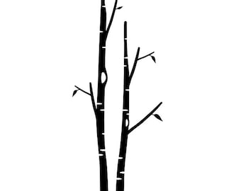Bare Birch Trees unmounted rubber stamp, nature, scene building tree, winter, autumn, Christmas #24
