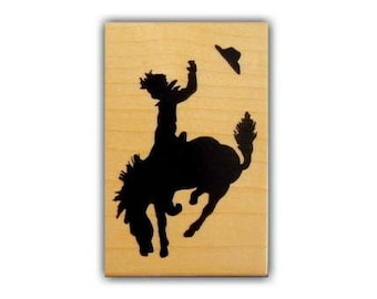 Bucking Bronco Mounted Rubber Stamp - Rodeo, Cowboy, Western, Horse Silhouette #1