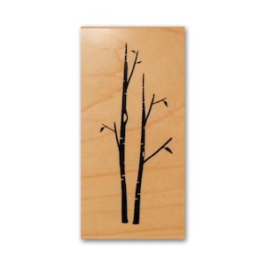 Kale Berken bomen gemonteerde rubberstempel - Natuur, Scene Building Tree - Winter - Herfst - Kerstmis - Valentijnskaart #24