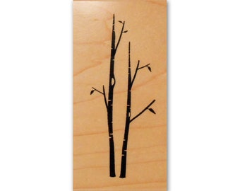 Bare Birch Trees Mounted Rubber Stamp - Nature, Scene Building Tree - Winter - Autumn - Christmas - Valentine's #24