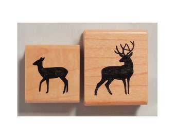 Buck or Doe Deer Silhouette Mounted Rubber Stamps - Forest Animal, Christmas, Holiday #24