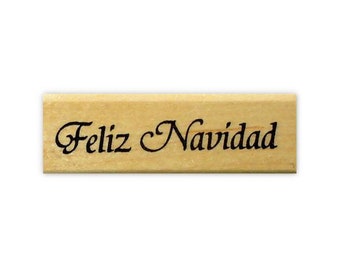 Feliz Navidad Rubber Stamp - Spanish Merry Christmas - Fancy Script #21