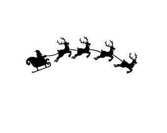 tiny Santa's Sleigh and Reindeer Unmounted Rubber Stamp - Christmas Holiday #26