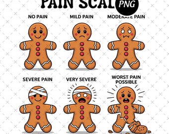 Funny Christmas Nurse PNG, Pain Scale Gingerbread (Digital Download)