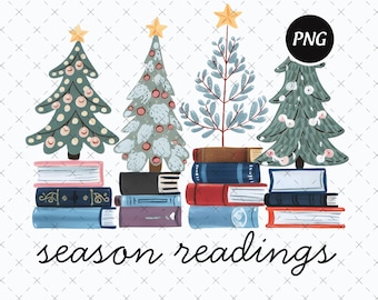 Christmas Book Tree PNG, Holiday Librarian Design (Digital Download)