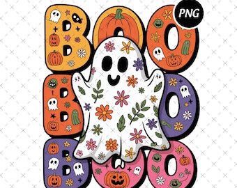 Floral Ghost Halloween PNG, Spooky Season Shirt Design (Digital Download)