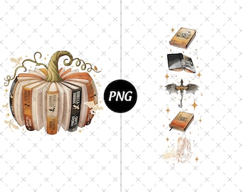 Zucca della quarta ala PNG, regalo retrò per gli amanti dei libri di Halloween (download digitale)