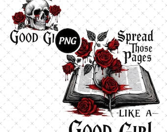 Retro Good Girl Png, verbreiten Sie diese Seiten wie ein gutes Mädchen Design, Dark Romance Bookish Png, Spicy Smut Reader Digitale Datei