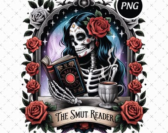 Smut Reader Png, Dark Romantasy Book Lover Design, Spicy Fantasy Reading Png, Bookish Digital Download