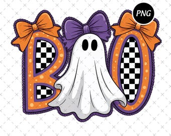 Boo Ghost png, ontwerp halloweenstrik, spookachtig kindershirt (digitale download)