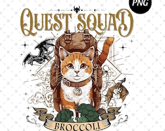 Quest Squad Cat PNG, Fourth Wing Dragon Rider, Romantasy Book Lover (Digital Download)
