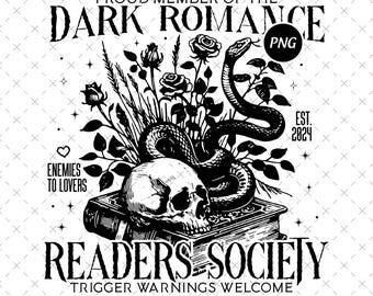 Dark Romance Readers Society PNG | Skull, Snake & Roses