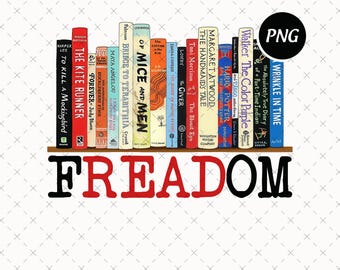 FREADom Banned Books PNG, Librarian Teacher Gift (Digital Download)