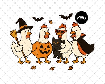 Halloween Chicken PNG, Ghost, Skeleton, Pumpkin (Digital Download)
