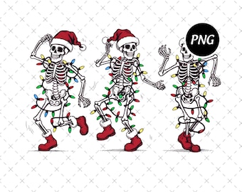 Funny Santa Skeleton PNG, Creepy Christmas Design (Digital Download)