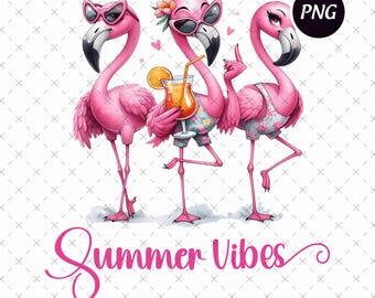 Flamingo PNG - Tropischer Strand Grafik, Sommer Urlaub Design (Digitaler Download)